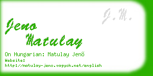 jeno matulay business card
