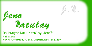 jeno matulay business card